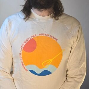 Lady Bird Lake Rowing Dock L Sweatshirt Cream Austin Texas Organic Cotton ATX